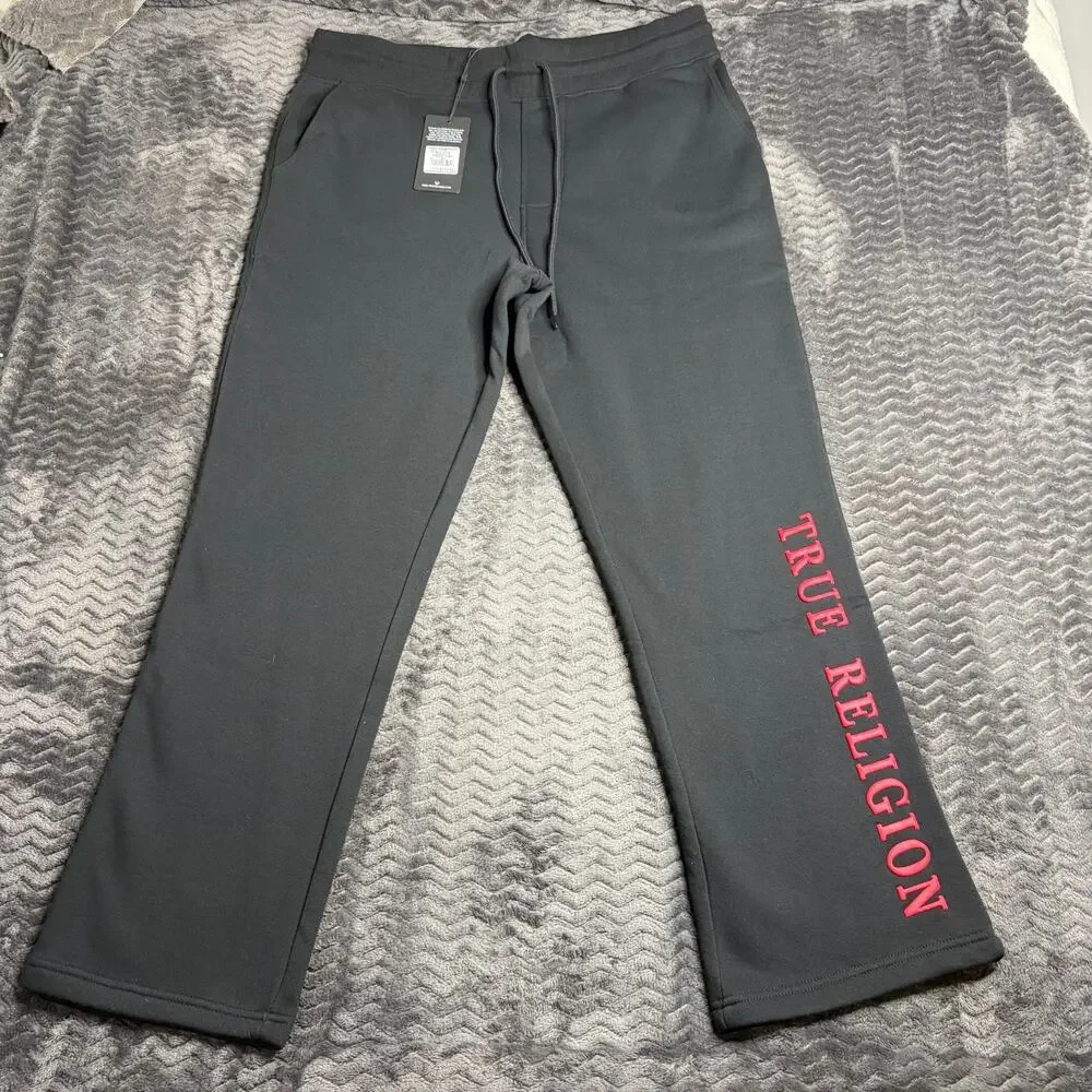 True Religion size XL Quality Straight Fleece Pant Jet Black NWT
